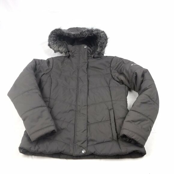 Columbia Brown detachable hood Polyester‎ down jacket coat women's S - Picture 1 of 12